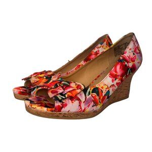 New Deflex Comfort Floral Wedge Heels Women's 8.5 Bloomcore Coquette Open Toe
